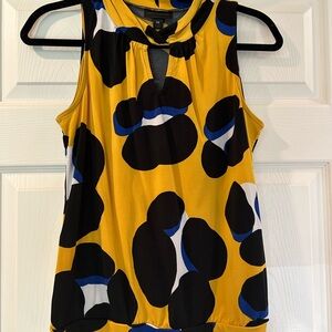 Worthington Vibrant Yellow and Blue Blouse